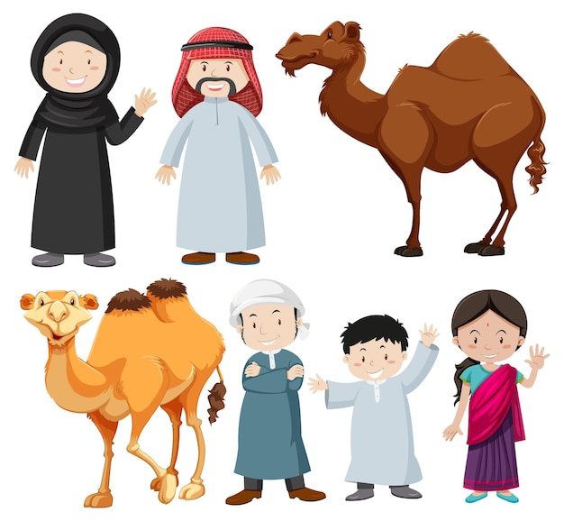 Free Vector arabic people with camel