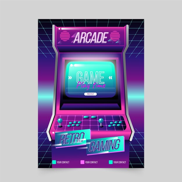 Arcade retro games poster template