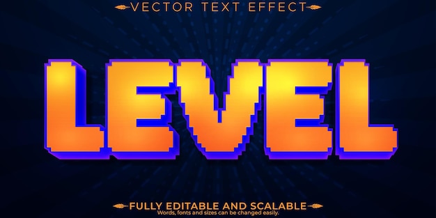 Free vector arcade text effect editable gaming and nostalgic customizable font style