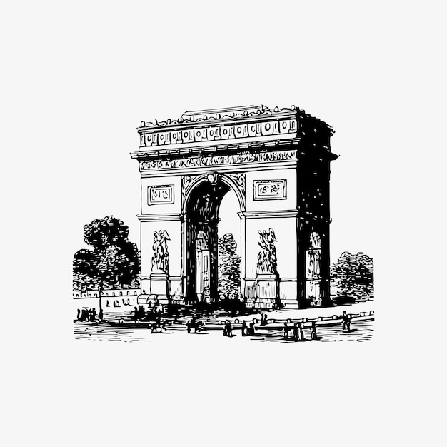 Free vector arch of triumph in paris