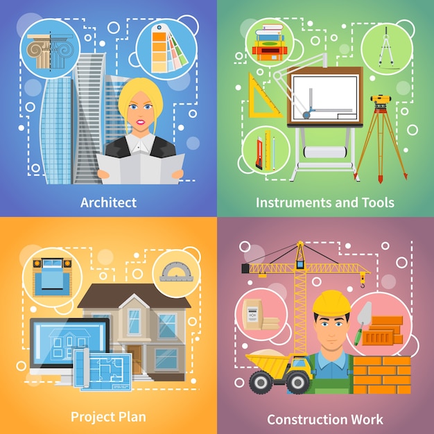 Free Vector architect 2x2 design concept