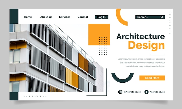 Free Vector architect landing page template design