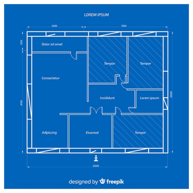 Free Vector architectural blueprint of a house 