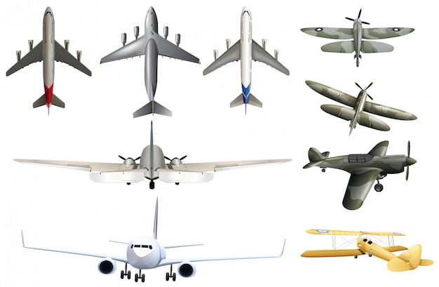 Free vector army aircraft on white background