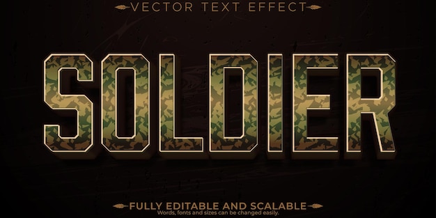 Free Vector army soldier text effect editable stencil and world war text stylex9