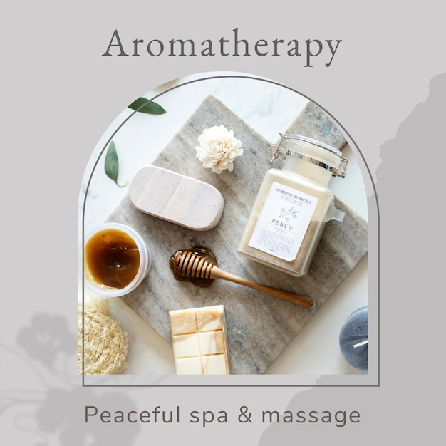 Free vector aromatherapy wellness template psd/with spa body care products background