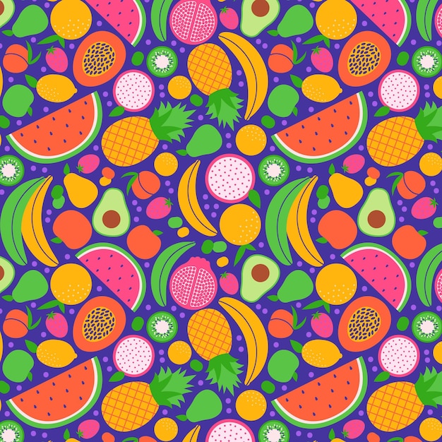 Free Vector arrangement of exotic fruit seamless collection