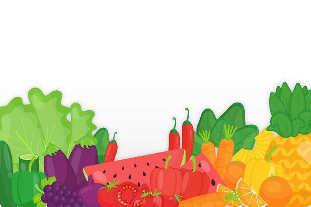 Arrangement of monochrome fruit and veggies background