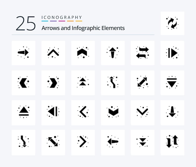 Free vector arrow 25 solid glyph icon pack including direction right arrows multimedia arrow