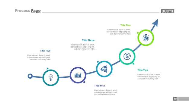 Arrow Chart with Five Elements Template