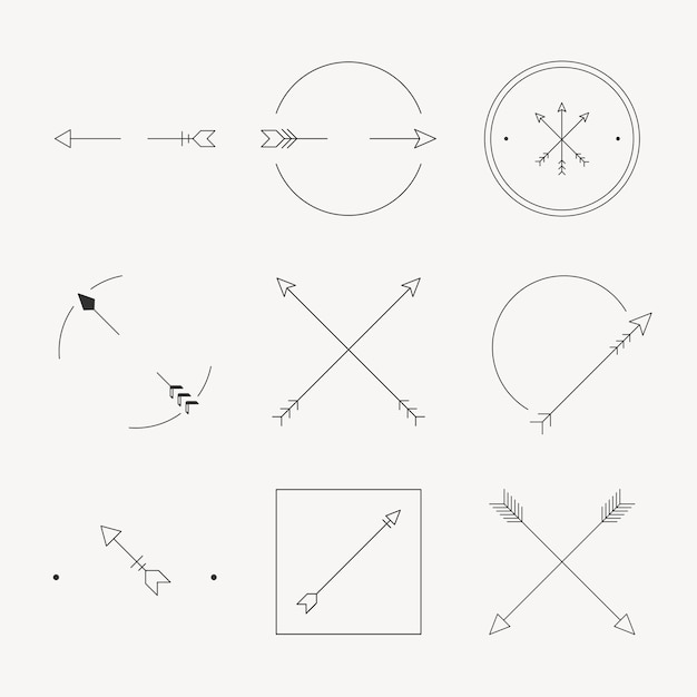 Free vector arrow logo element, aesthetic black vector design set