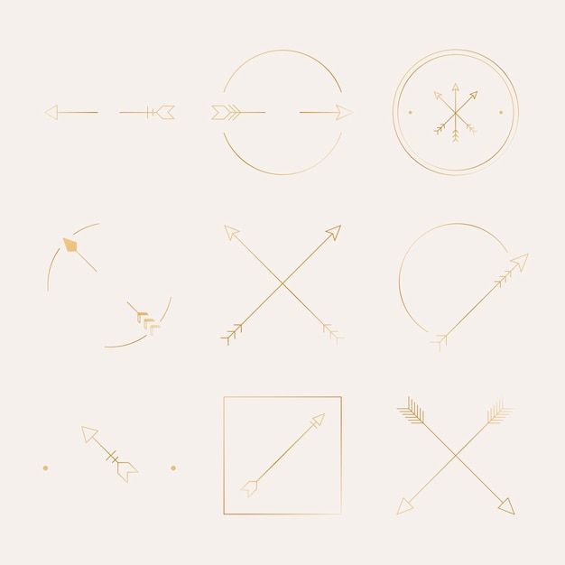 Free Vector arrow logo element, minimal gold vector design set