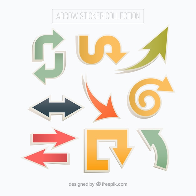 Arrow stickers with different shapes