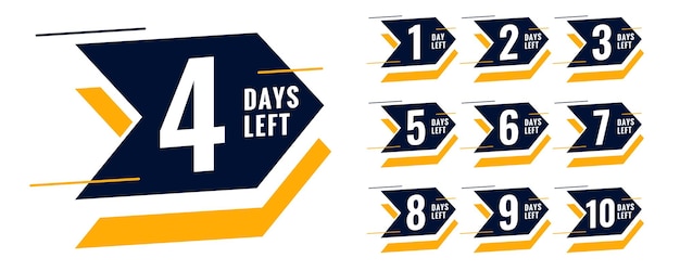 Free vector arrow style number of days left promotional banner set