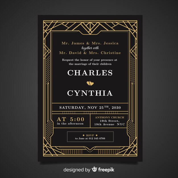 Art deco design wedding template