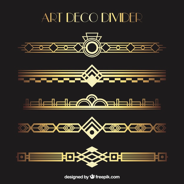 Art deco dividers collection in golden color