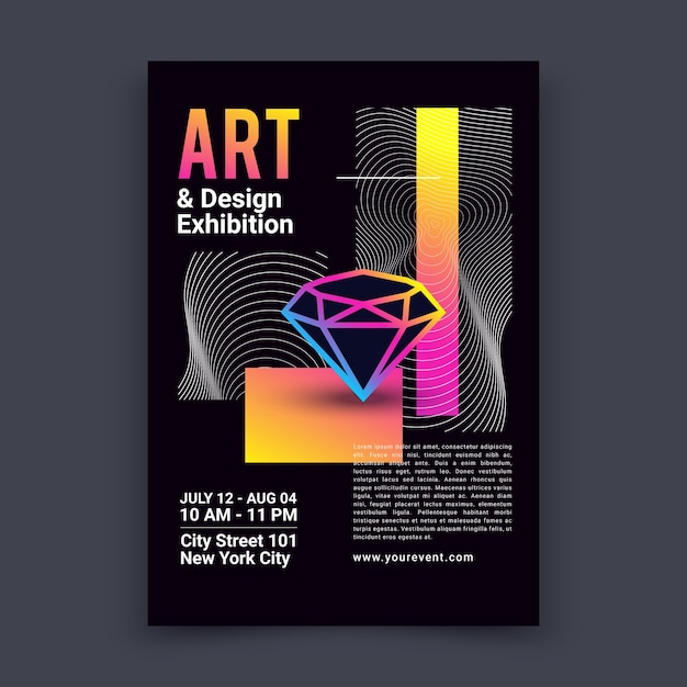 Free vector art exhibition poster template