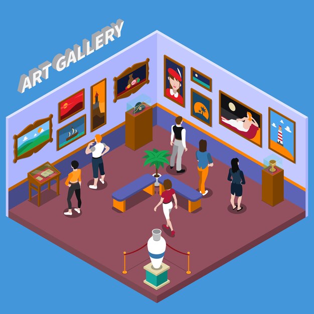 Art Gallery Isometric Illustration