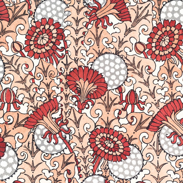 Art nouveau dandelion flower pattern background