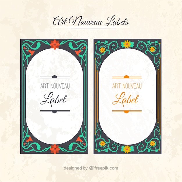 Free Vector art nouveau labels in elegant style