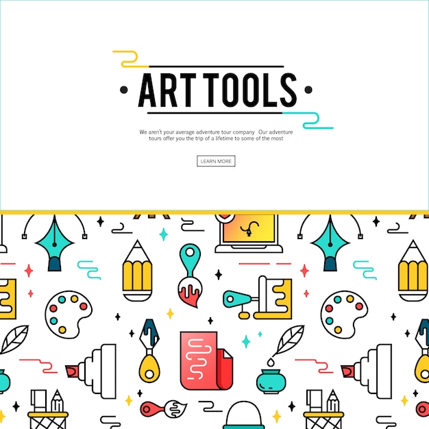 Art tools and materials for painting. 