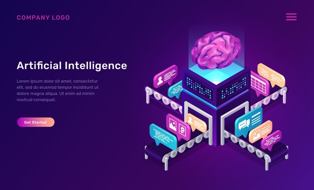 Artificial intelligence or ai isometric concept