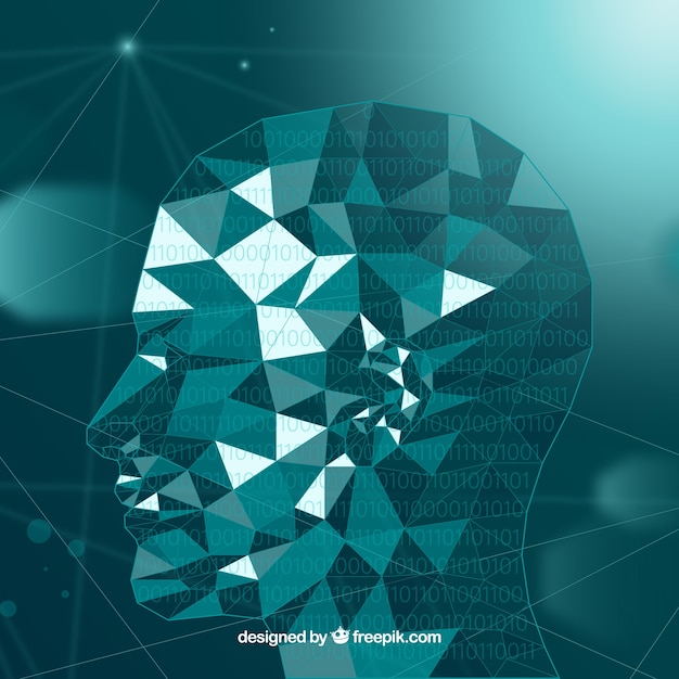 Free Vector artificial intelligence background with polygonal head