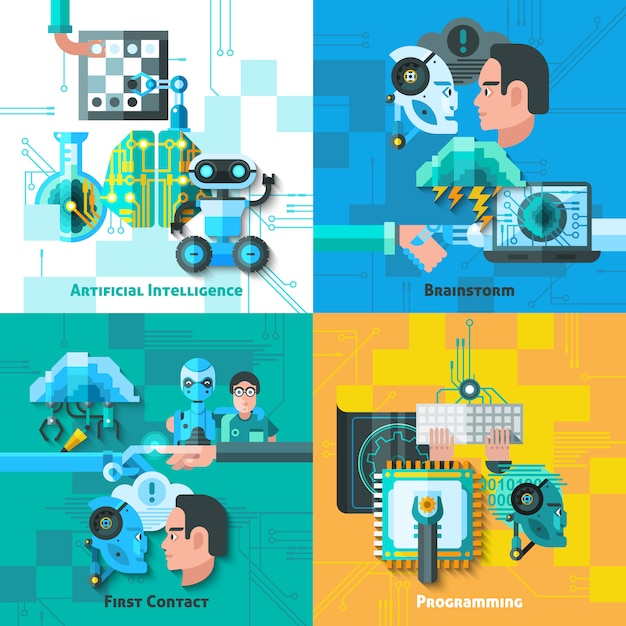  Artificial Intelligence Concept Icons Set 