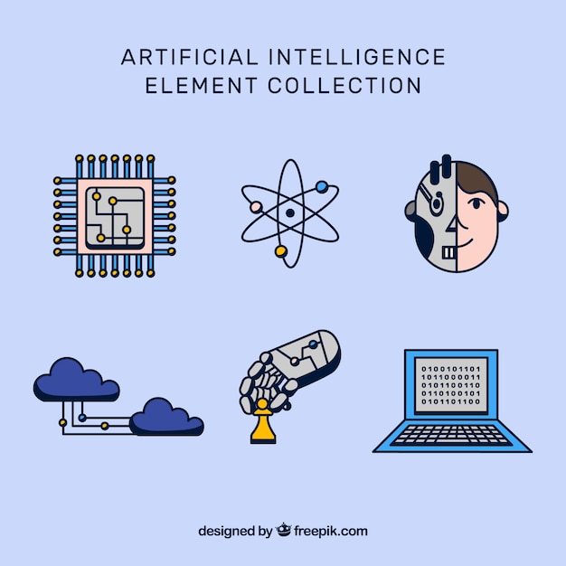 Free Vector artificial intelligence element collection in flat design