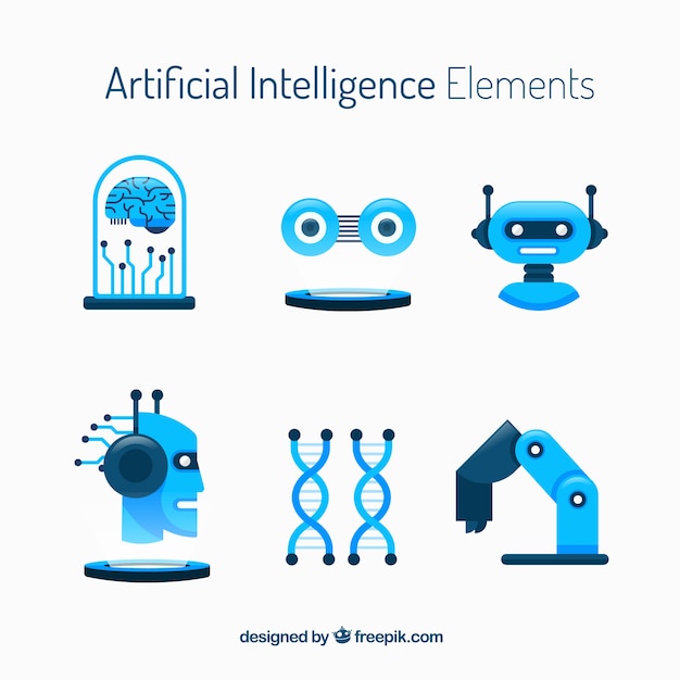 Free Vector artificial intelligence elements collection in flat style 