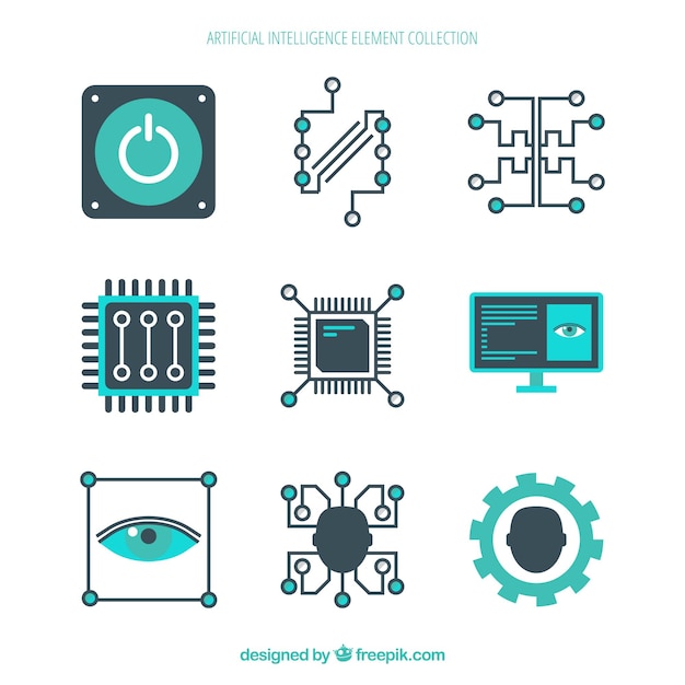 Free Vector artificial intelligence elements collection in flat style