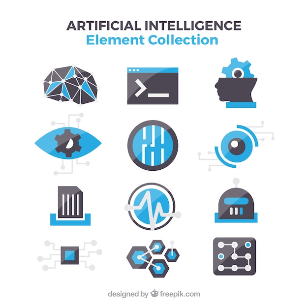 Free Vector artificial intelligence elements collection in flat style