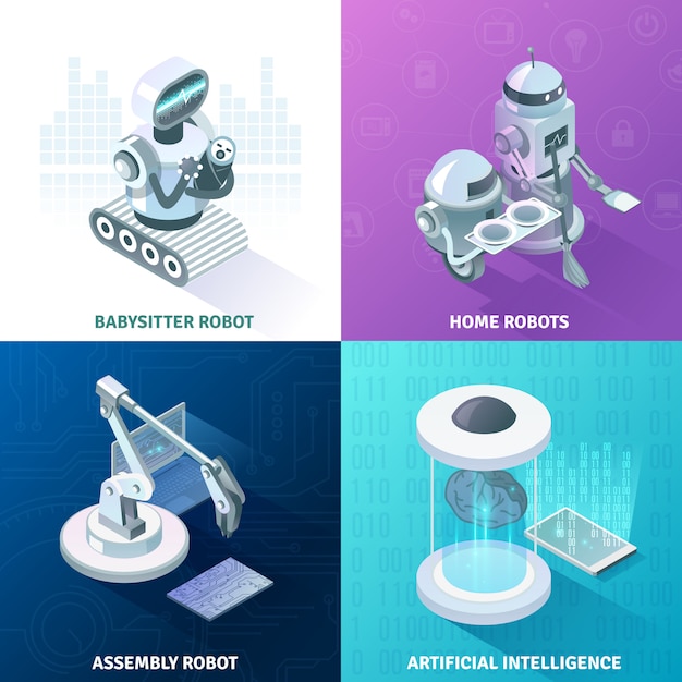 Free Vector artificial intelligence isometric design concept