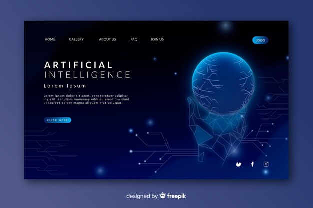 Artificial intelligence landing page template