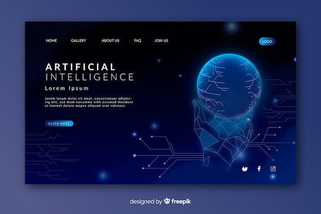 Artificial intelligence landing page template