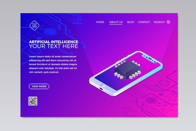 Artificial intelligence landing page template