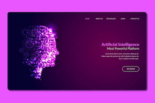 Free vector artificial intelligence landing page template