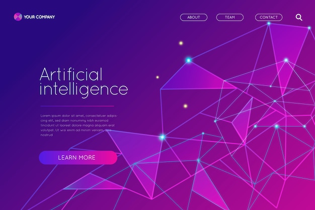 Artificial intelligence landing page template