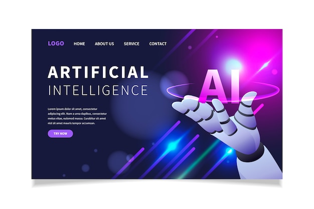 Artificial intelligence landing page template