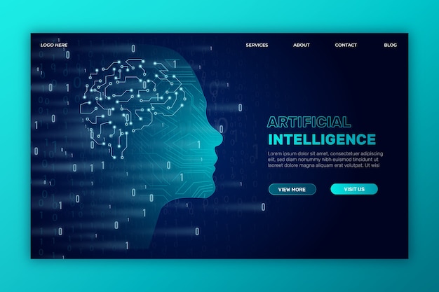 Free vector artificial intelligence landing page template