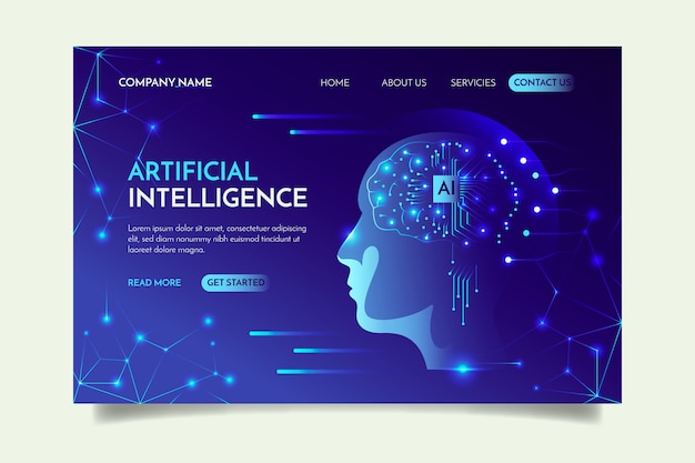 Artificial intelligence landing page template