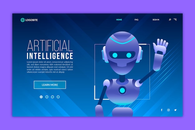 Artificial intelligence landing page template