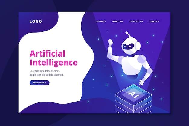 Artificial intelligence landing page template