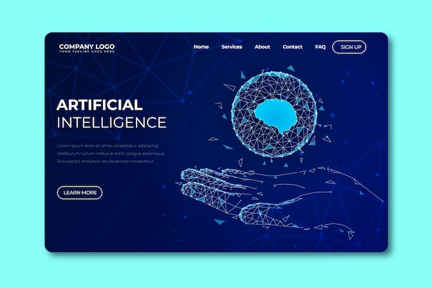 Free vector artificial intelligence landing page template