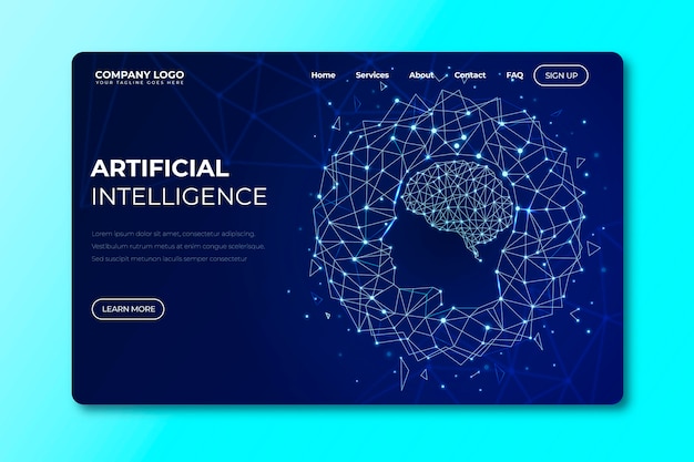 Artificial intelligence landing page template