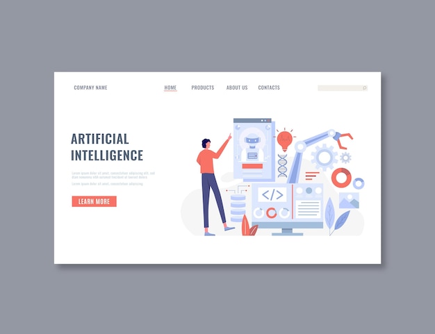 Free Vector artificial intelligence landing page template