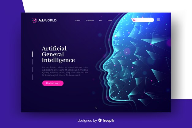 Artificial intelligence landing page template