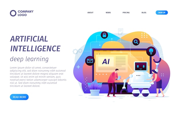 Artificial intelligence landing page template