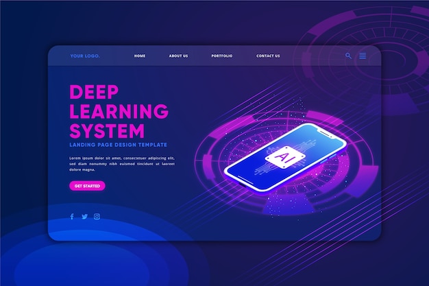 Artificial intelligence landing page template