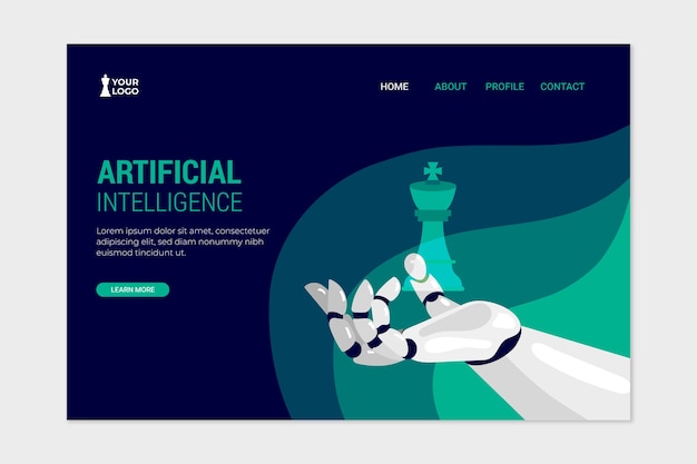 Artificial intelligence template landing page